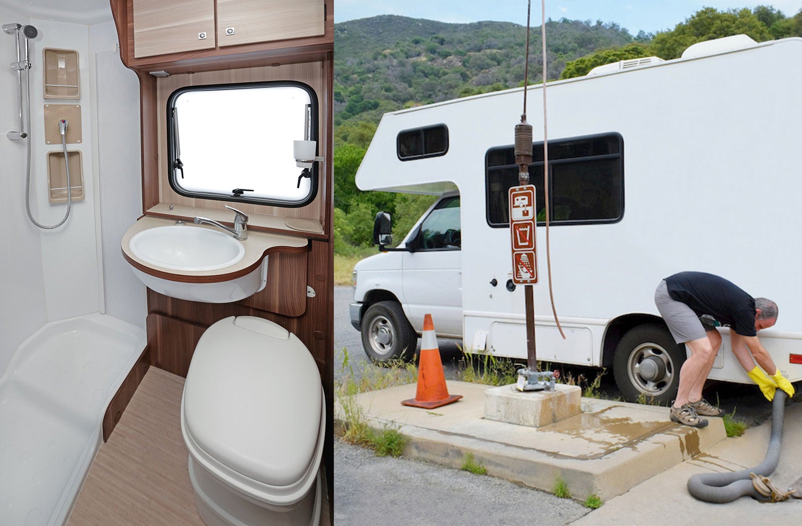 Portable RV/camper toilet and holding tank setup in Kingston, New York State