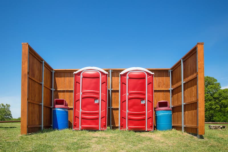 Short-term porta potty units staged for delivery in Kingston, New York State