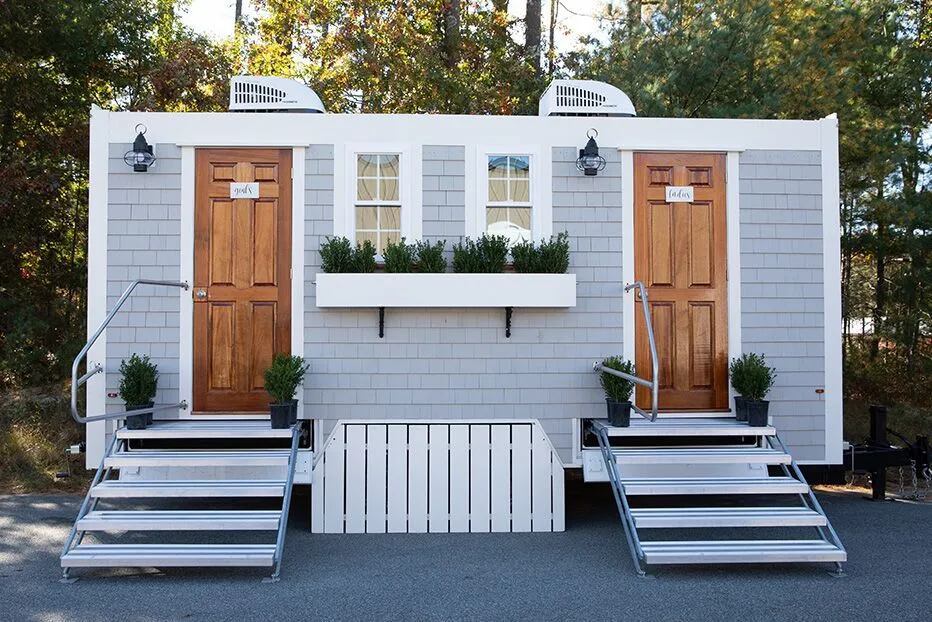 Wedding restroom units discretely staged at a venue in Kingston, New York State